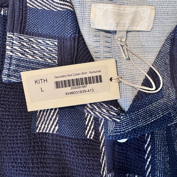 Kith- Geometric Knit Cohen Shirt- Nocturnal Navy and White Knit Top - Picture 2 of 3